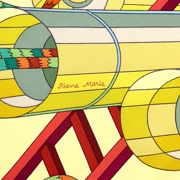 NWT Hermes Scarf Carré 90 "Point d’Orgue" in Light Yellow - Picture 5 of 10